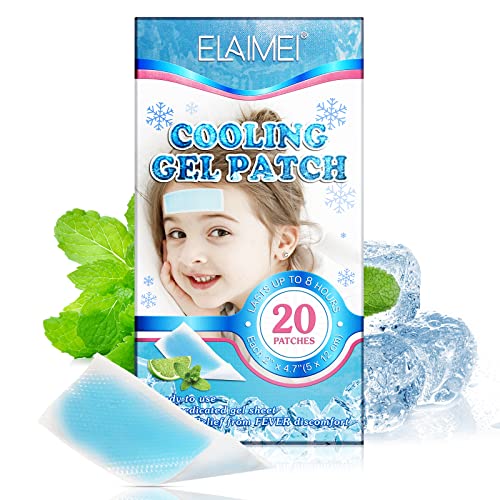 20Pcs Fever Cooling Gel Patches for Kids & Adults, Relief Cooling Sheets for Headaches, Overheating, Heat Stroke, Long-Lasting, Safe & Drug-Free, Easy to Apply