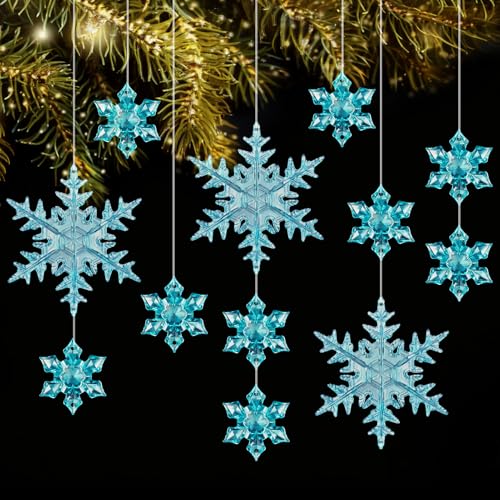 25 Piezas Copos de Nieve Decorativos de Navidad, Copos de Nieve Acrílico Decoración de Árboles de Navidad Colgante, Adornos Copos de Nieve para Hogar Pard Ventana Escaparate
