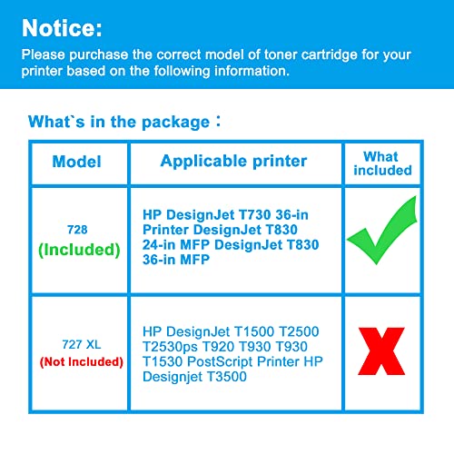 LCL Compatible Ink Cartridge for HP 728 F9J65A 130ML High Yield (1-Pack Yellow) for HP DesignJet T730 36-in Printer HP DesignJet T830 24-in MFP HP DesignJet T830 36-in MFP by LCL - Image 2