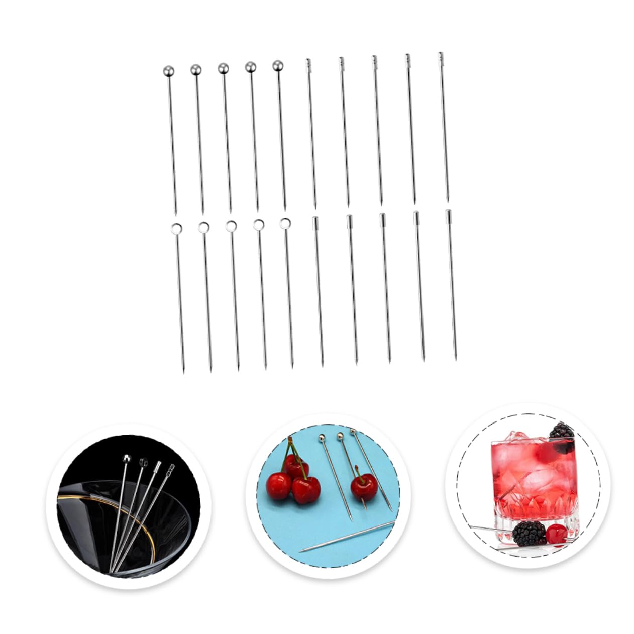 Cabilock 3 Ensembles Signe De Décoration De Cocktails Inoxydable Glacé Paille pour Margarita À Cocktail Sélectionne Brochettes D'olives Garnir 20 Pièces * 3
