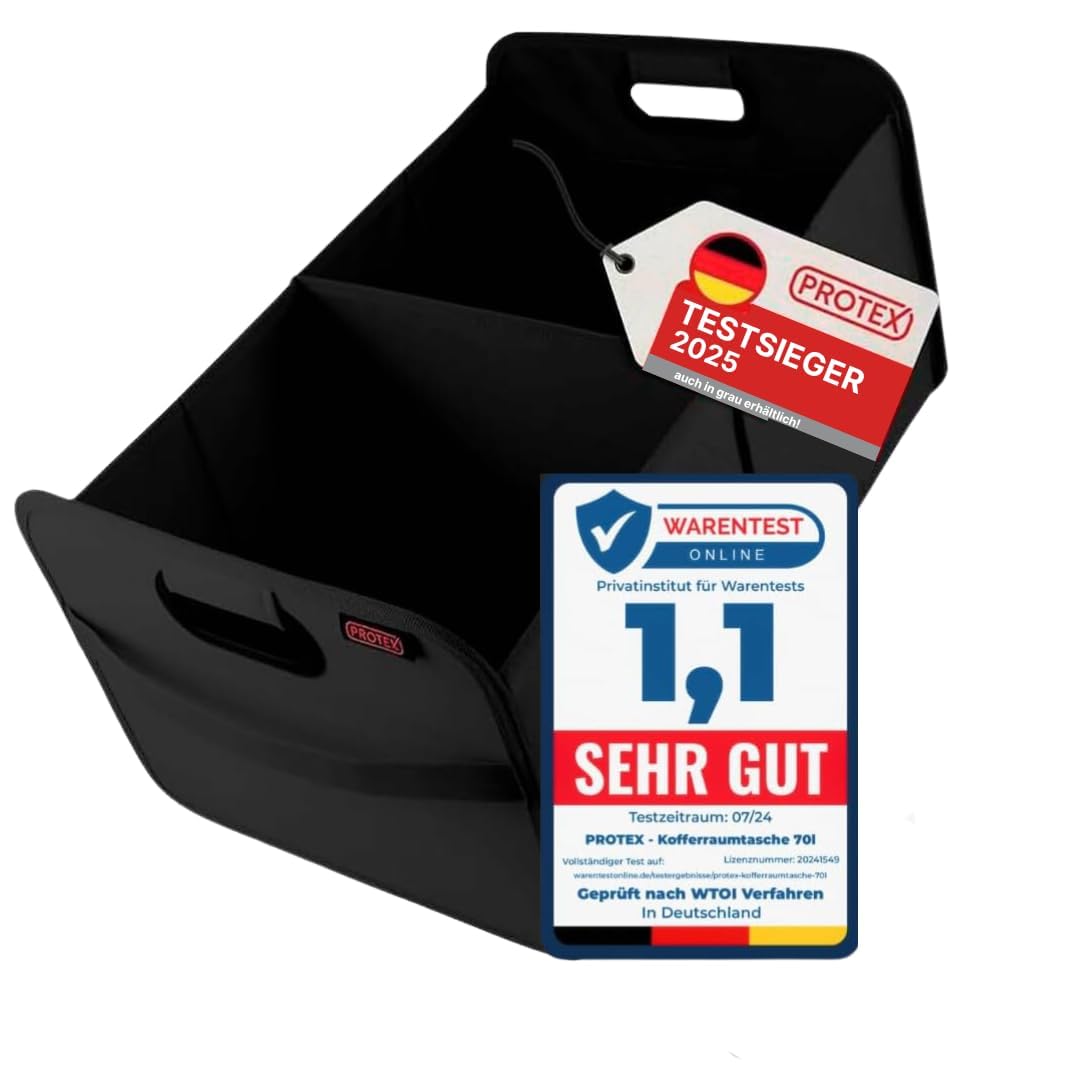 Trunk Organizer [Test Winner 2025] 44L Car Trunk Bag | Organizer Car | Foldable, Stable and Waterproof Trunk Bag (Black)