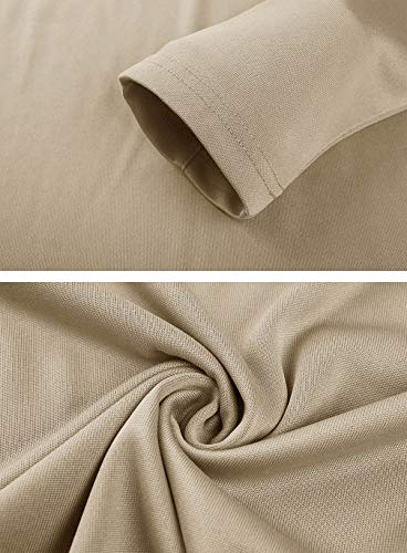Tacvasen Men's Workout Shirt Outdoor Sports Long Sleeve Golf Polo Zip Off Active T-Shirt Khaki L #TOP4