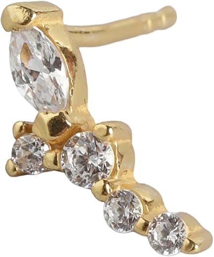 925 Sterling Silver 18kt Gold Plated CZ Petite Stud Earring