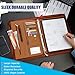 Sbrinnaliao Padfolio Portfolio Folder Binder-Organizer Planner Notebook Zippered Portfolio Padfolio for Women & Men with Document Sleeve,Letter/A4 Size Clipboard,Business Card Holders (Brown-3)