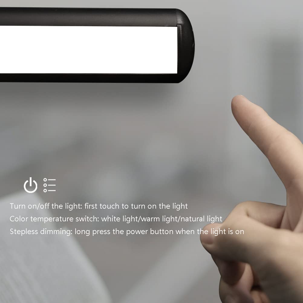 Lampada da lettura a LED, barra luminosa a LED dimmerabile al tocco, luce da lettura con batteria ricaricabile USB incorporata Lampada da cucina da 2000 mAh, lampada da specchio, 32 cm