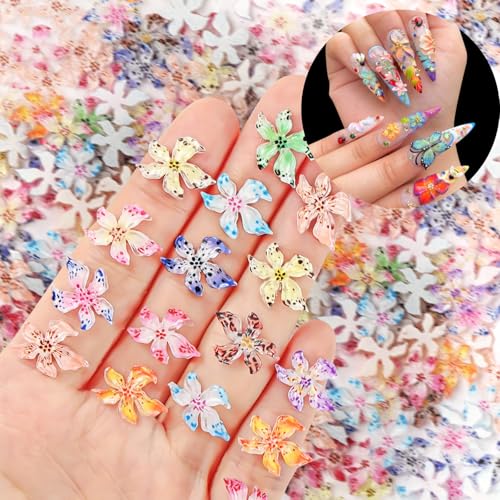 Vicloon Ciondoli Misti per Unghie, 60 Pezzi Charmes Floreali per Nail Art, Nail Charms in Resina, 3D Fiori Unghie Nail Art, per Decorazioni Unghie, Fai-Da-Te Nail Art Design, Manicure Alla Moda