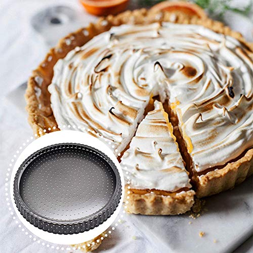 FANDE Stampo per torte, piatti antiaderenti per Quiche, torta di fondo rimovibile, stampo per quiche, rotondo a base di quiche rimovibile, rivestimento antiaderente (20 cm) - immagine 6