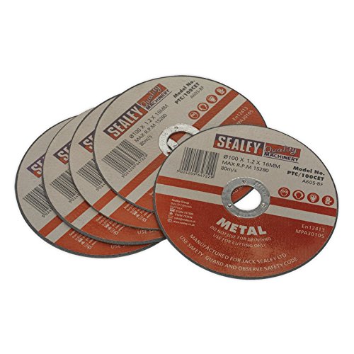 Sealey PTC/100CET5 Cutting Disc Ø100 x 1.2mm 16mm Bore Pack of 5