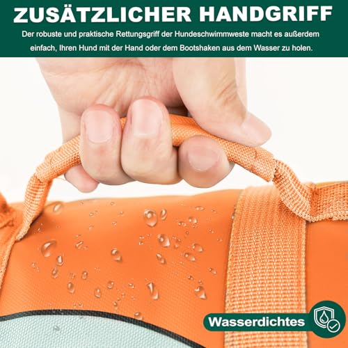 Voarge Hundeschwimmweste für Haie, Hundeschwimmweste mit Griff und Reflektor, Sicherheitsweste für Haustiere (Orange, XS)