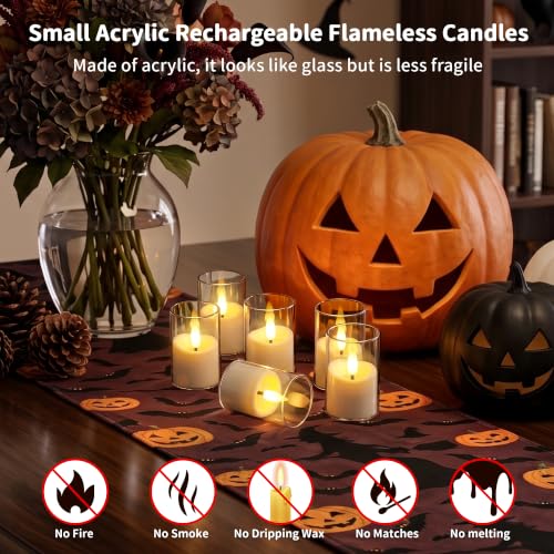 Image of Rechargeable Flameless Candles with Timer Remote | 1.7 inchx2.6 inch Clear Acrylic LED Tea Lights Candles,Small Votive Electric LED Candles for Home Wedding Holiday Decor(6 Pack)