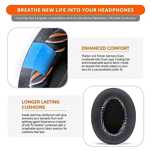 WC Freeze for Arctis Nova, Hybrid Fabric Cooling Gel Replacement Earpads for Arctis Nova Pro Wired Nova 7, 5, 4, 3, 1 - Image 4