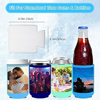 100 Pack Custom Can Coolers Sleeves Bulk Insulated Can Sleeve for 12 OZ Cans & Bottles - Customized Text Logo Picture Birthday Party Wedding Favors & Gifts