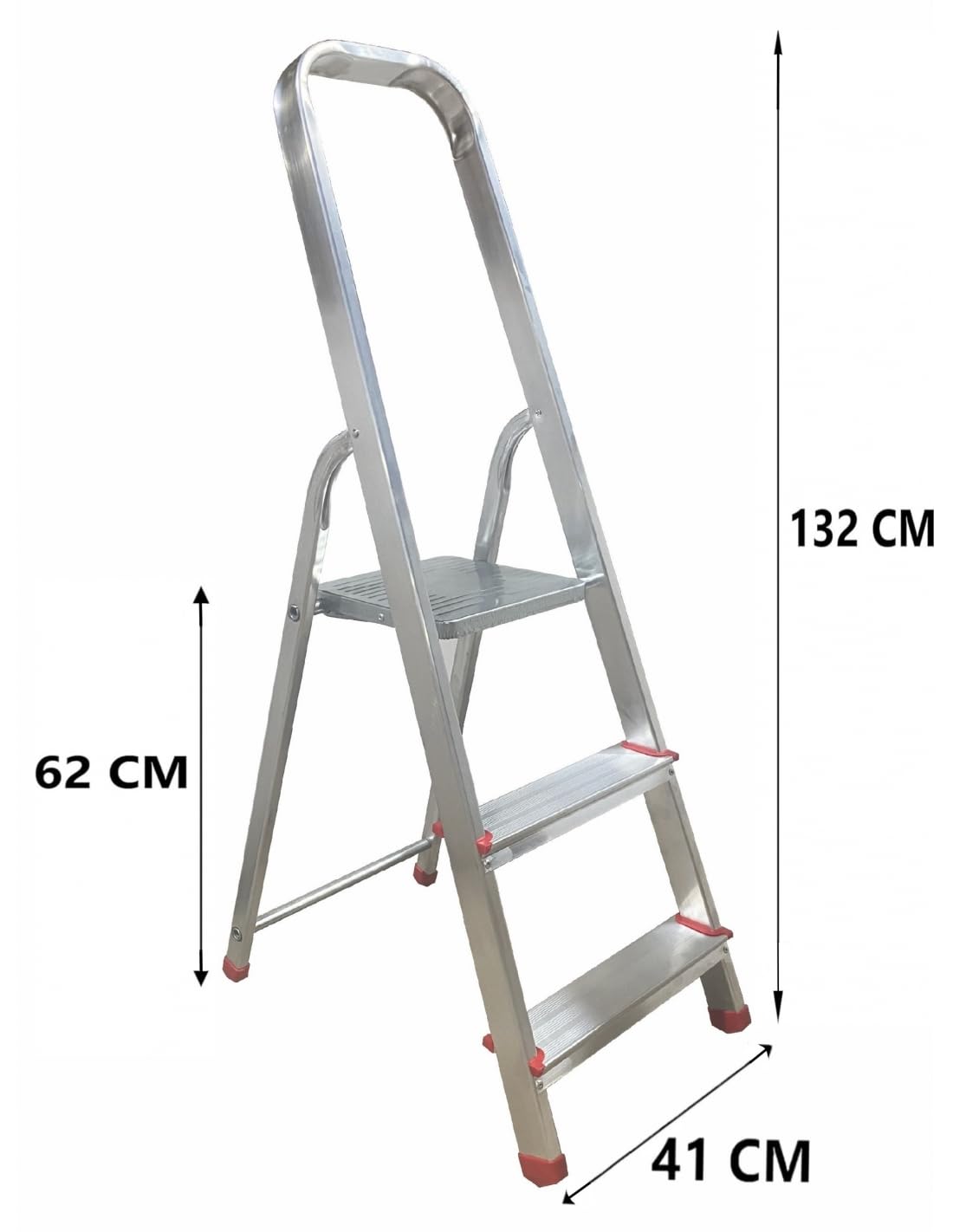 Escalera Plegable 3 peldaños Aluminio, Escalera de Tijera Resistente y Ligera, Antideslizante, Uso domestico, soporta hasta 150 kg.