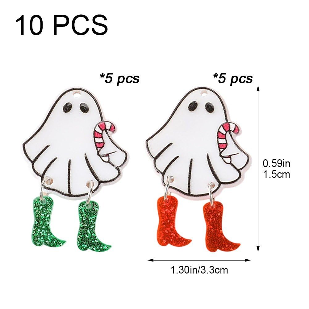 10 szt./zestaw Halloween duch zawieszki śmieszne akrylowe chodzenie duch wisiorek do biżuterii naszyjnik kolczyk prezent tworzenie rękodzieła