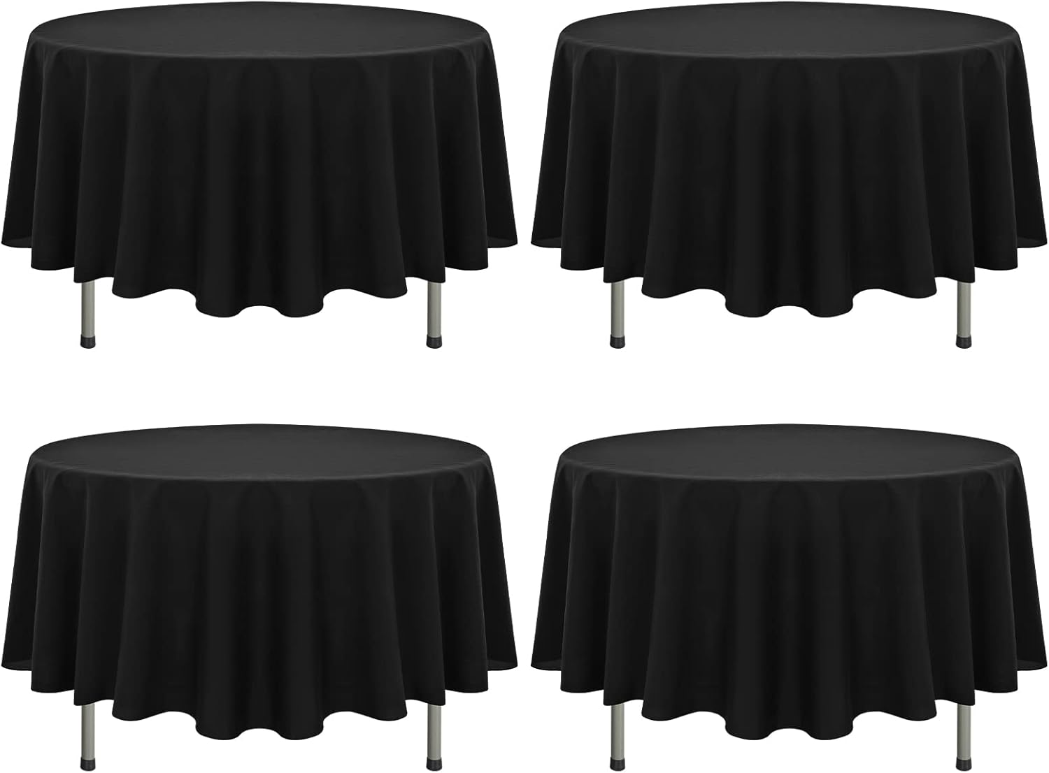 Lumaycens 4 Pack Black Polyester Tablecloth Black Tablecloth 60 Inch, Polyester Table Cloth for