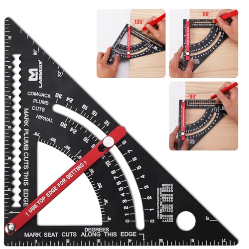 LARMEIL Carpenter Square 7 inch Woodworking Tools Adjustable Rafter Square Carpenter Tools, Combination Square Framing Square, Aluminium Carpentry Squares, Gift for Carpenters