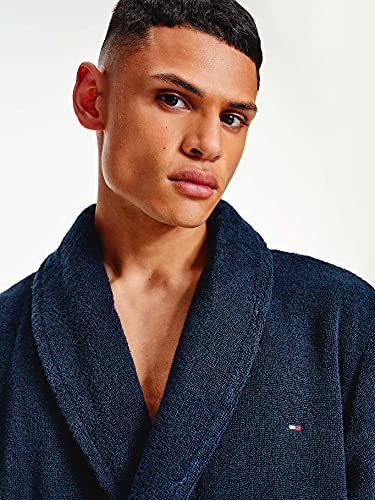 Tommy Hilfiger Plush Cotton Shawl-Style Men's Bathrobe, Navy X-Large3