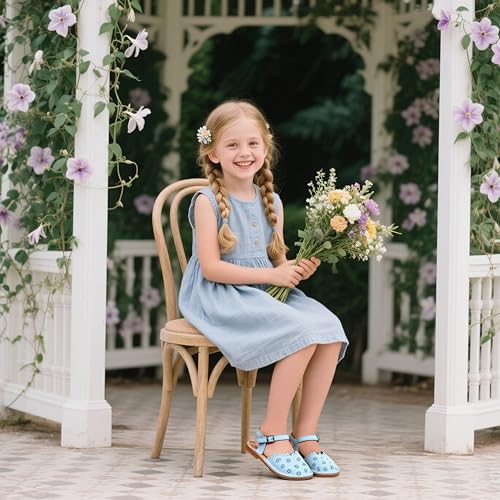 Image of Flaryzone Girls Sandals Closed Toe Summer Flats Dress Sandals Shoes Toddler /Little Kid