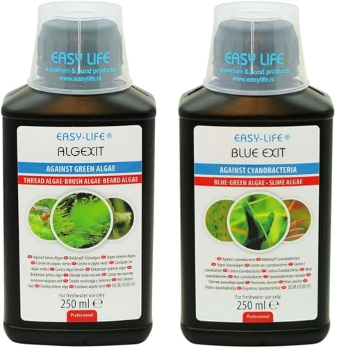 Easy Life Alg Exit & Blue Exit 2er Mix-Set – 250 ml Synergistische Kombination gegen grüne Algen und Blaualgen, sicheres Aquarium, klares Wasser, einfache Anwendung, effektiv gegen Cyanobakterien