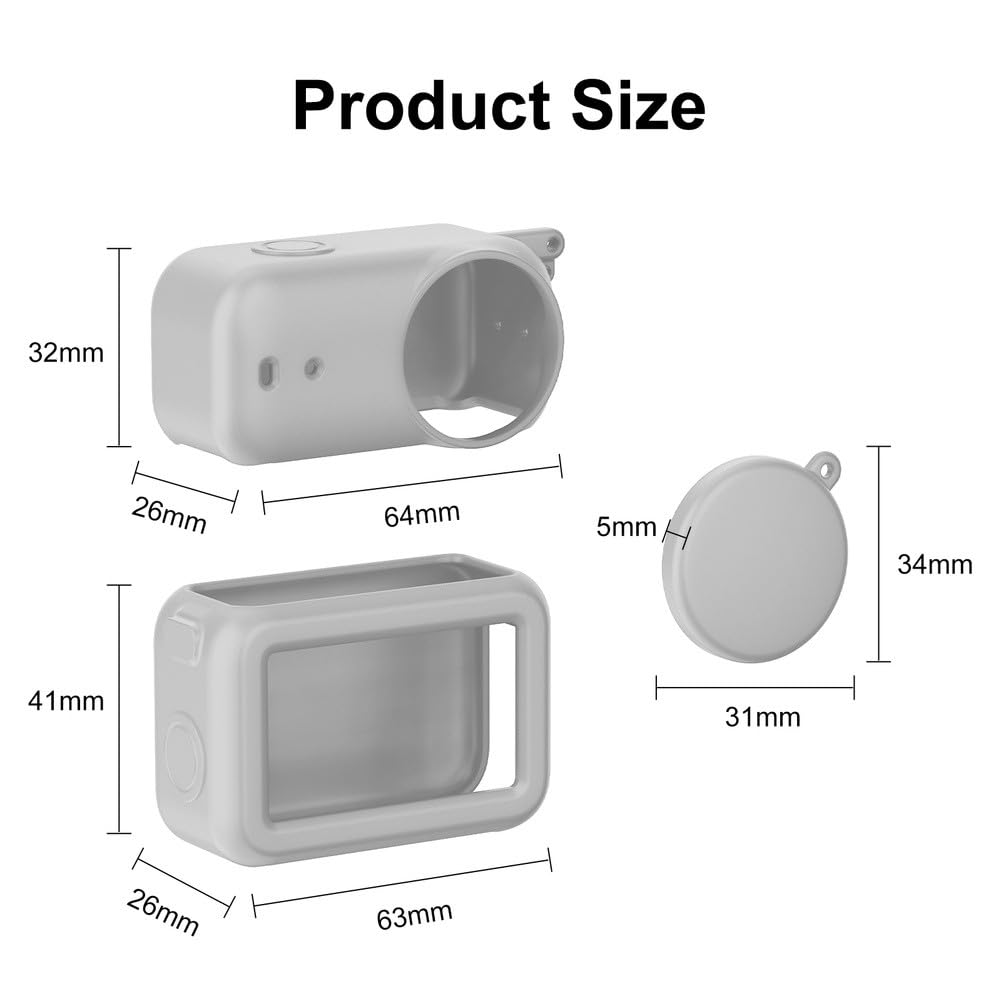 Funda protectora de silicona para cámara de acción Osmo para agarre suave al tacto con diseño personalizado y ligero, compatible con OSMO-, color negro
