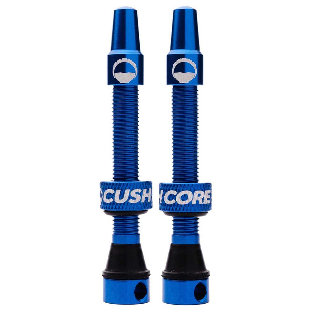 CushCore 55mm Air Valve Set - Premium Set of Alloy Valves, Nitrile Rubber Seal, Valve Core Tool Included, Tubeless Presta Valve, (55mm 2-Pack, Royal Blue)