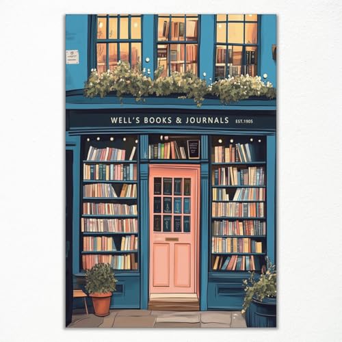 Image of Yaasilinage Book Canvas Wall Art, Antique Book Shop Room Aesthetic Poster, Bookish Reading Art Print, Literature Art Picture for Home Library Reading Nook Wall Decor 16x24in Unframed