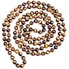PEARLADA Long Turquoise Tiger Eye Beads Endless Necklaces Handmade Jewelry for Women 47.5"