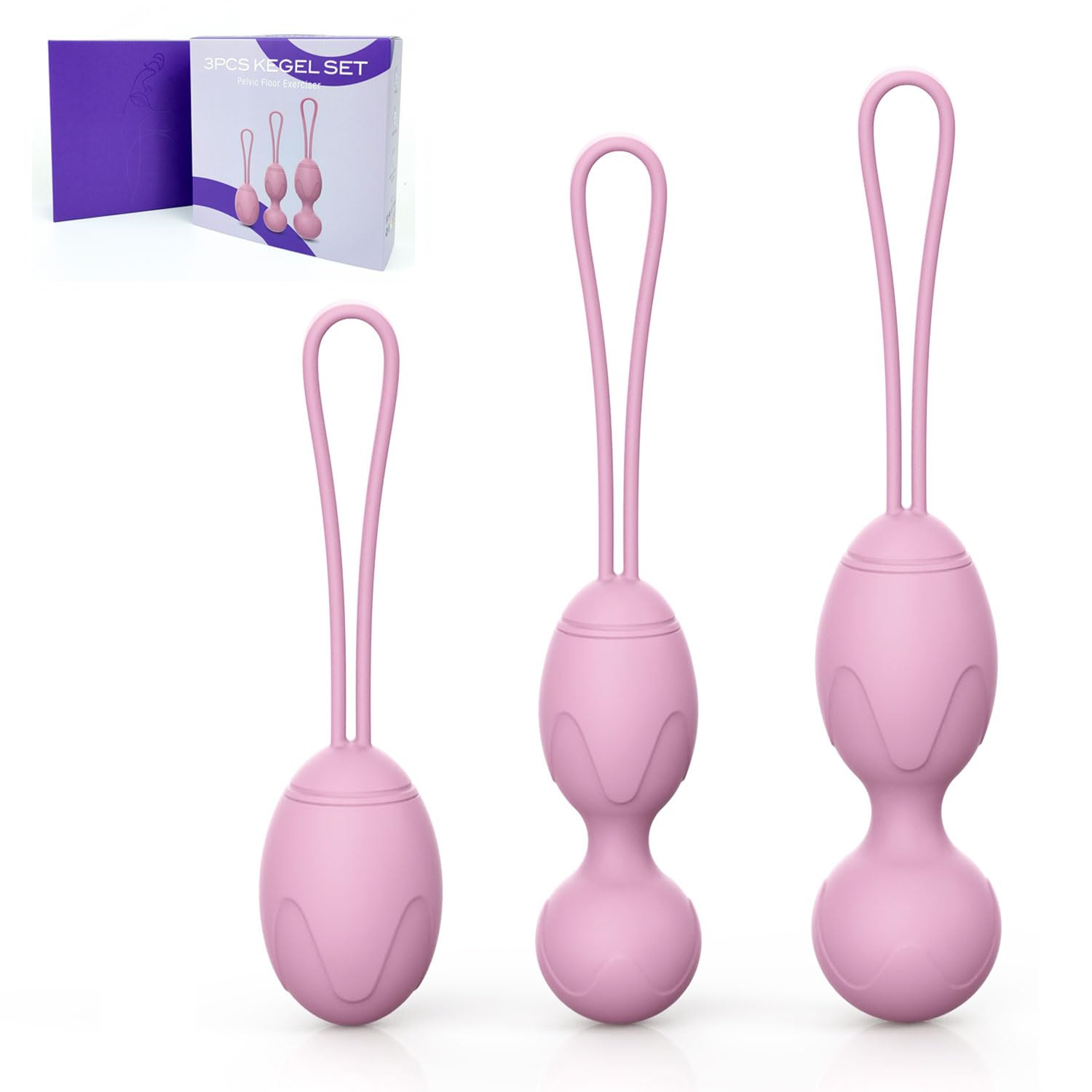 Kegel Balls Kit Exercise Weights,Kegel Balls da 3 per il controllo della vescica e dei muscoli del pavimento pelvico - Raccomandate dal medico (rosa)