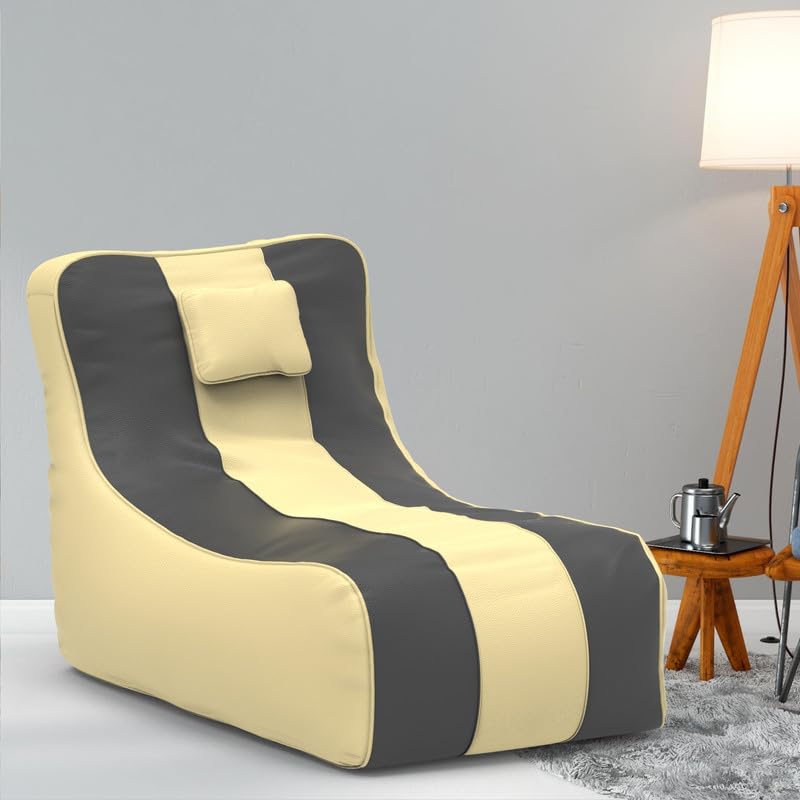 Biggie Bean Bag with Beans Filled XXXXXL Lounger Bean Bag - Official : SerenityRest Bean Bag Lounger (Grey-Color : Cream Dark)-picture-16