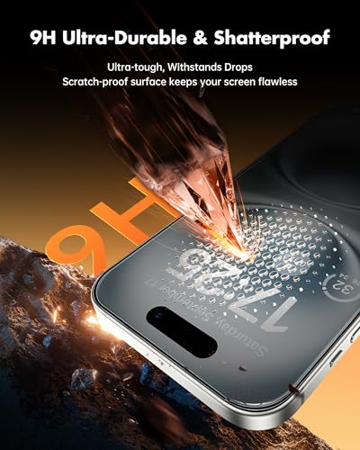 Image of UNBREAKcable Privacy Screen Protector for iPhone 16 Plus, Anti-Spy Shatterproof Tempered Glass [True 28Anti Spy] [9H Hardness] [Easy Installation Frame] Black Protector for iPhone 6.7 inch - 2 Pack