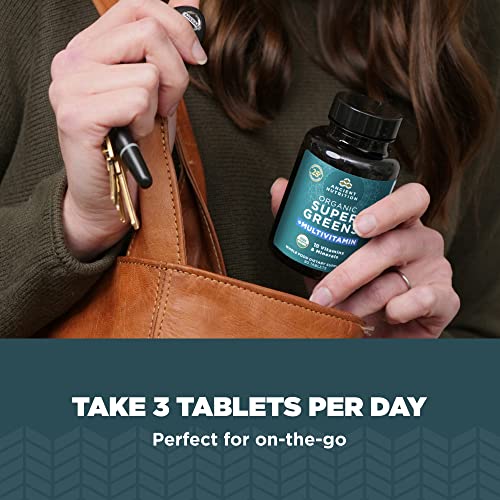 Ancient Nutrition Organic SuperGreens and Multivitamin Tablets with Probiotics, Made from Real Fruits, Vegetables and Herbs, for Digestive, Detoxification and Energy Support, 90 Count - Image 6