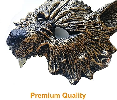 Miniatura 4 de Alodidae Máscara de lobo, máscaras de cabeza de animal para adulto, máscara de hombre lobo aterradora para festival, cosplay, disfraz de Halloween