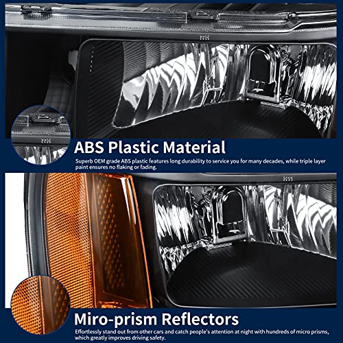 AUTOSAVER88 Headlight Assembly Compatible with 2007-2013 GMC Sierra 1500/2007-2014 Sierra 2500HD 3500HD Black Housing with Amber Reflector Clear Lens by AUTOSAVER88 - Image 7