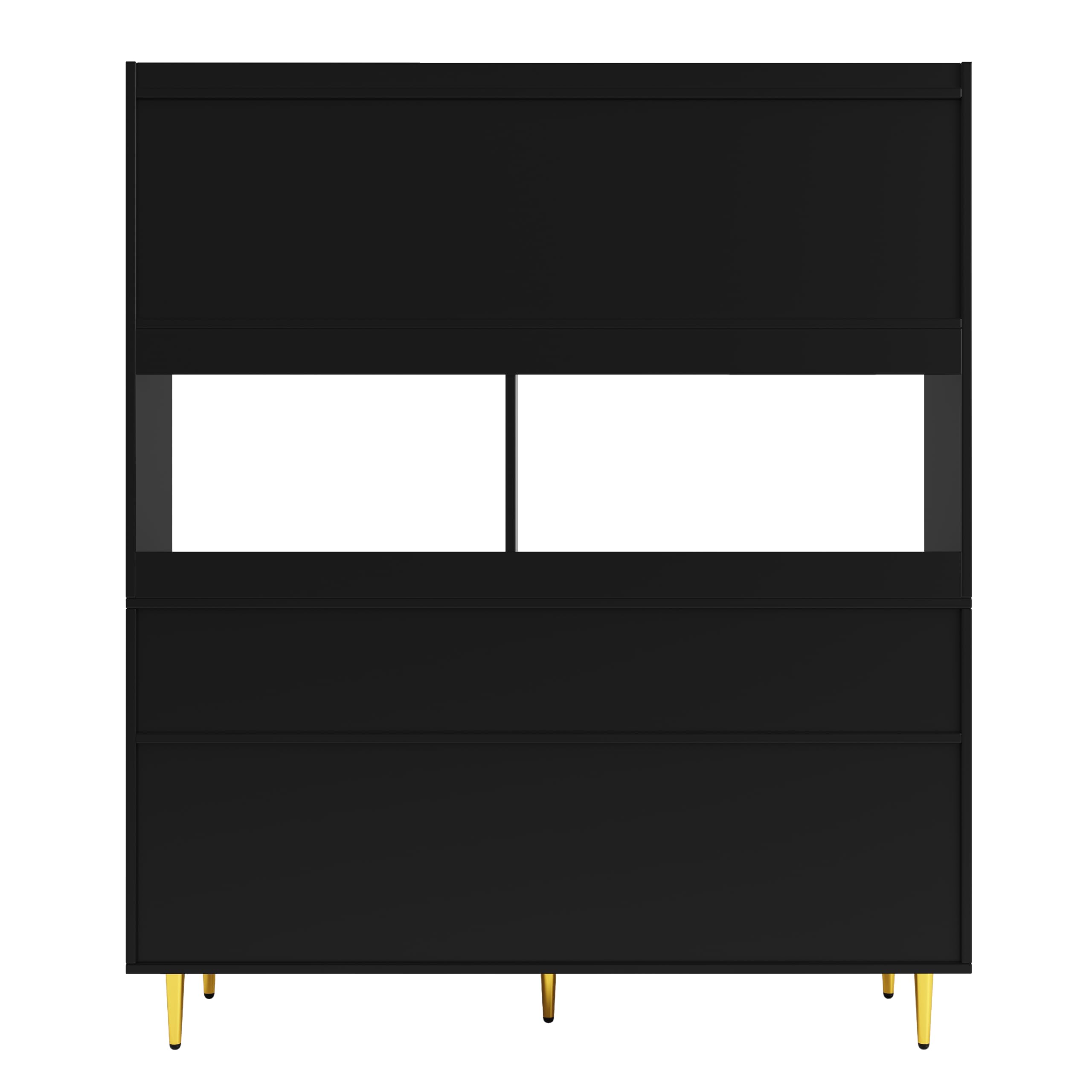 Armario Alto 145x39x171 cm con Puerta de Cristal cajones botellero estantes Abiertos Buffet para salón Comedor restaurantes aparador armarios de almacenaje Negro