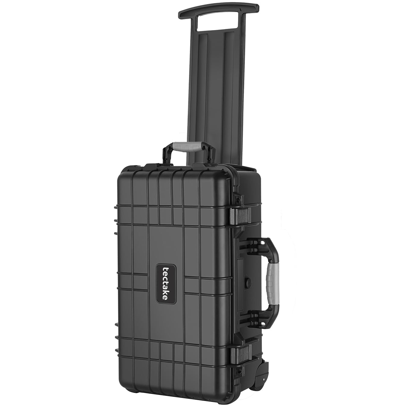 tectake® Empty Camera Case with Foam, Rigid Case, Shockproof Tool Cart, Tool Box with Wheels and Telescopic Handles, Weatherproof, 56 x 34.5 x 23 cm