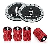 6pcs Car Cup Holder Coaster whth tire Valve StemCaps for Lincoln MKS, MKT, MKX,...