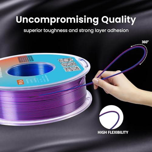 Image of Tri Color Silk PLA Filament 1.75mm Blue Purple Black 1KG, Shiny High Gloss Finish, Seamless Color Transition, Neatly Wound, Accuracy + /-0.02mm Vacuum Packaging