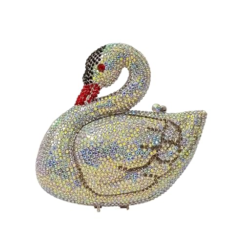 Image of Elegant Swan Evening Purse Animal Crystal Clutch Women Minaudiere Handbag Party Luxury Rhinestone Bag | Animal Crystal