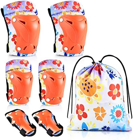ELUTENG Kids Protective Gear Set for for Ages 8-16, 6 in 1 Knee Pads Elbow Pads Wrist Guards Protective Gear Set for Skateboard Inline Roller Skating Biking Rollerblading Scooter
