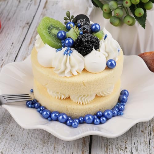 Image of Sprinkles for Cake Decorating, Blue Pearl Sprinkles 4 Sizes Mix for Cake Cupcake Cookie Baking Donuts Ice Cream Toppings