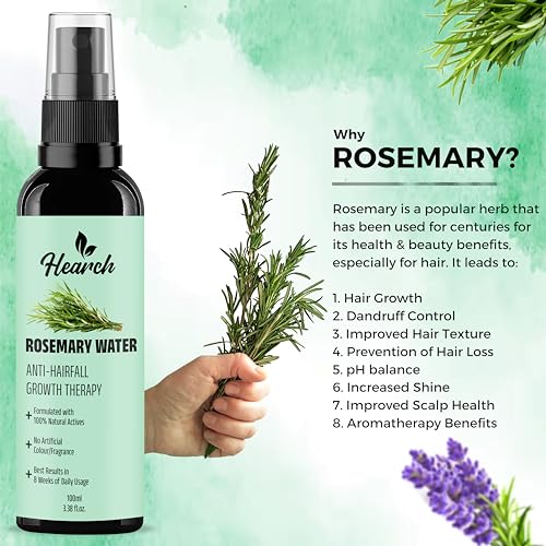Image of Hearch Hearch Rosemary Hair Growth Water Spray, Natural Hair Mist for Regrowth and Strengthening, 100ml (Pack of 1)