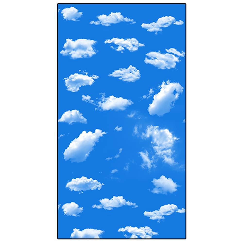 Glass Sticker Blue Sky White Clouds Landscape Window Clings Opaque No Glue Static Vinyl Window Sticker Laser Tinting Sun Block Decoration Cover Privacy Film,E,70 * 120cm