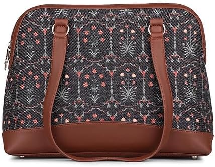 Women’s Jute & Vegan Leather Tote Bag – Handcrafted Work Shoulder Bag with Double Handles, Spacious Carryall for Office, Daily Use & Travel