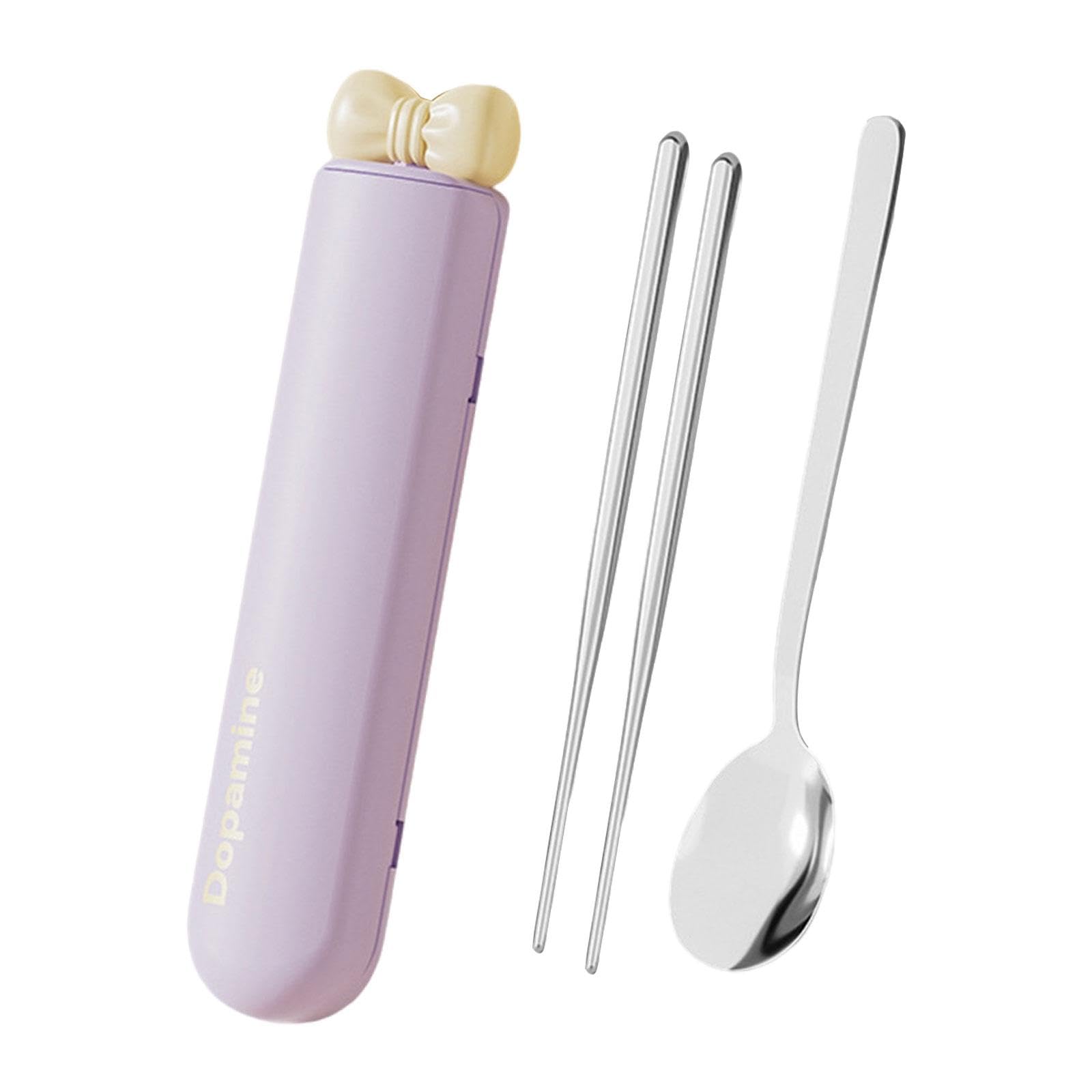 Spoon Chopsticks Set Magnetic Gadgets Tableware Kit for Home Camping Kitchen Purple 3 Pieces-image-20