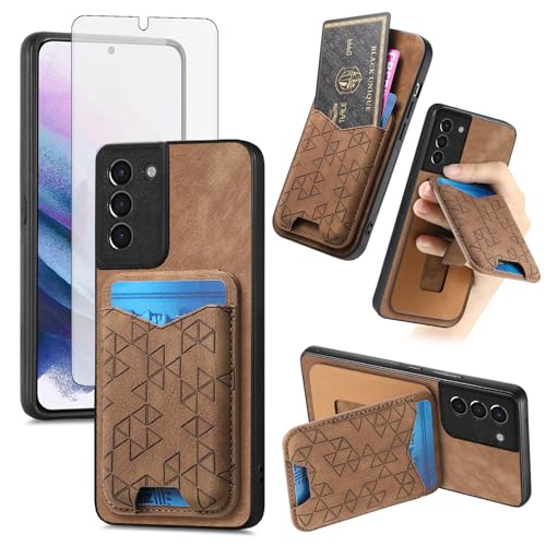 Coque Samsung S21 Plus Asuwish Étui Portefeuille avec Protection Écran Verre Trempé