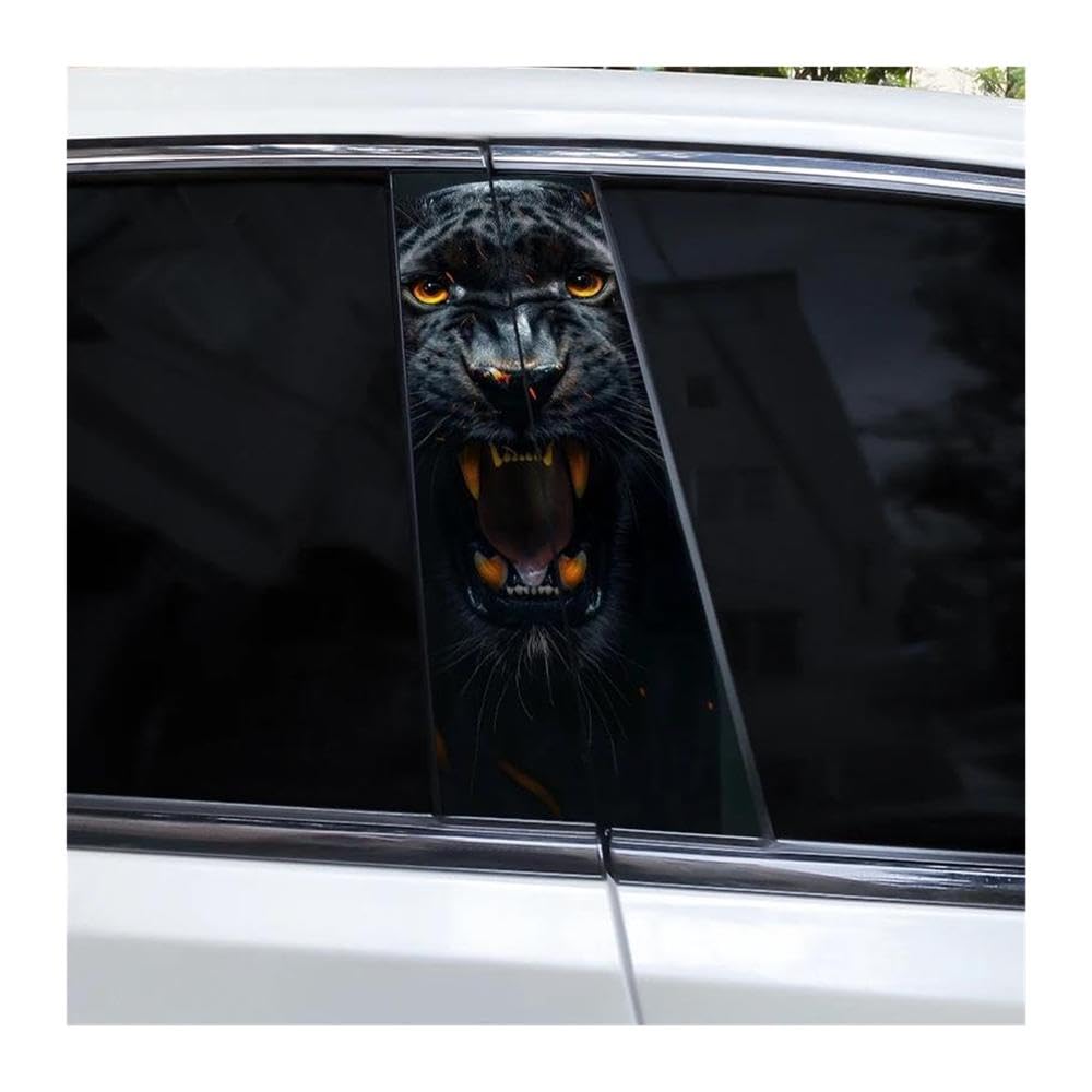 Body Parts 2pcs Ferocious Animal Car B Pillar Decal Waterproof Car Door Pillar Sticker(B)