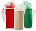 Holiday Colors !!! - Three Holiday Colors Tulle Fabric Spools, Classic Green, Red and Shiny Gold, 6 Inches by 25 Yards Each (75 feet).
