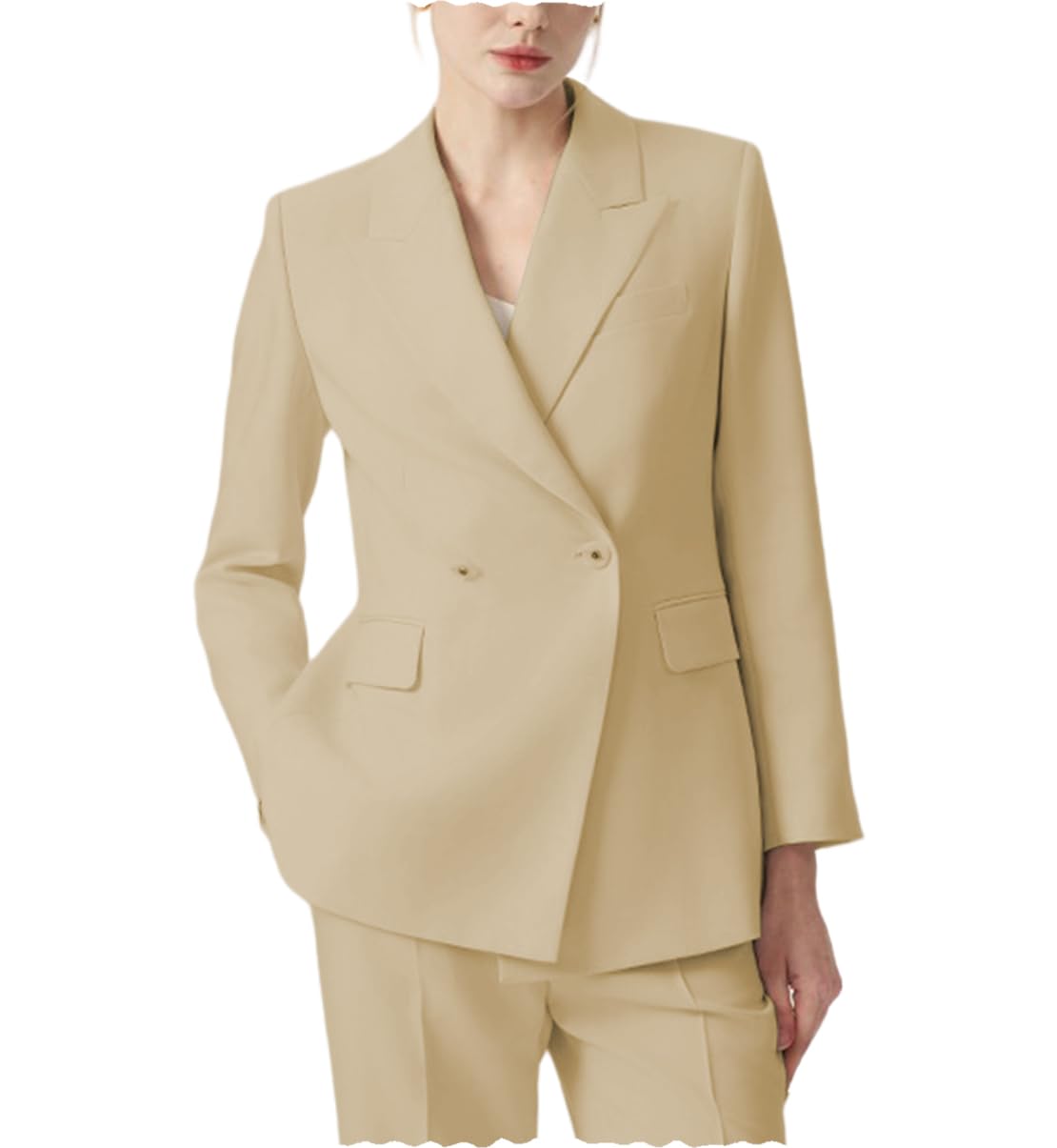 Womens 2025 Spring Fall 2 Piece Blazer Set Casual Jackets and Dressy Pant Suits Pockets