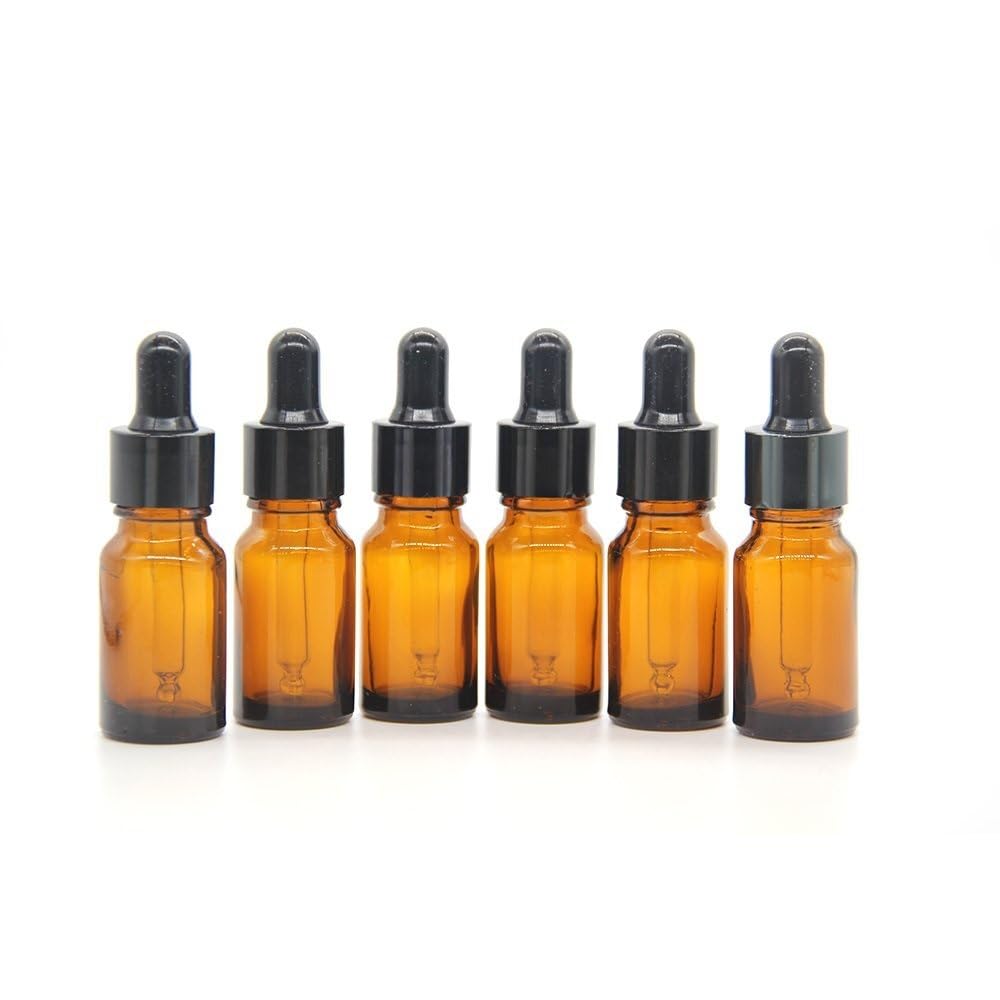 Bottiglie contagocce in vetro ambra 30ml con protezione UV per oli essenziali – Confezione da 6, pratiche per viaggi(Transparent,30ml-18)