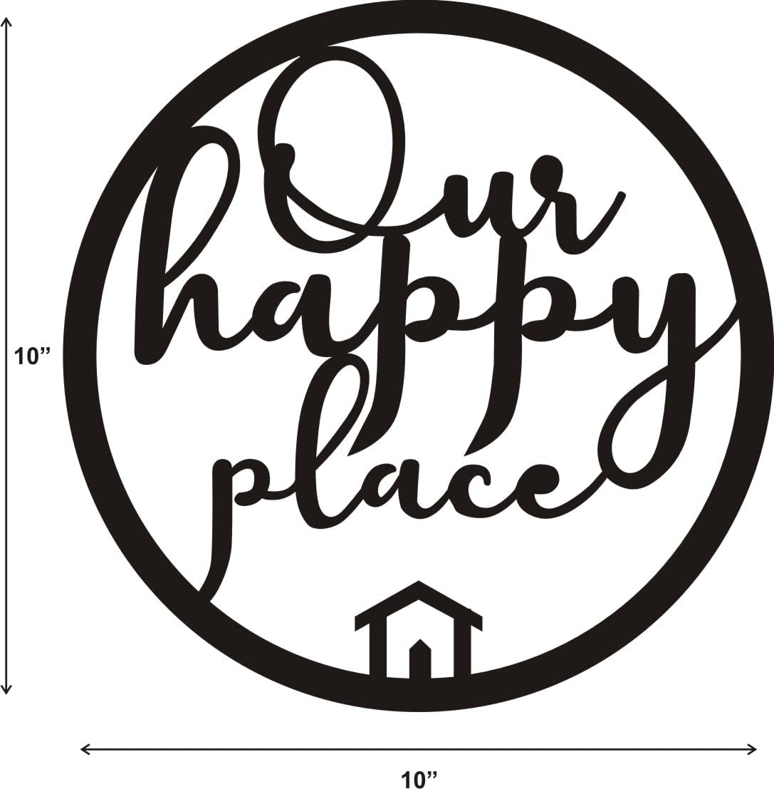 Prinzip Our Happy Place Acrylic 3D Board Design Wood Wall Hanging for Door Home Office Hotel Villa Front Door Decor Outside 1